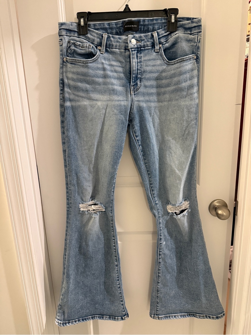 Women’s Buckle Black Flare Jeans